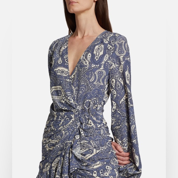 Veronica Beard Erinne Paisley Minidress - Indigo Multi - Picture 3 of 11